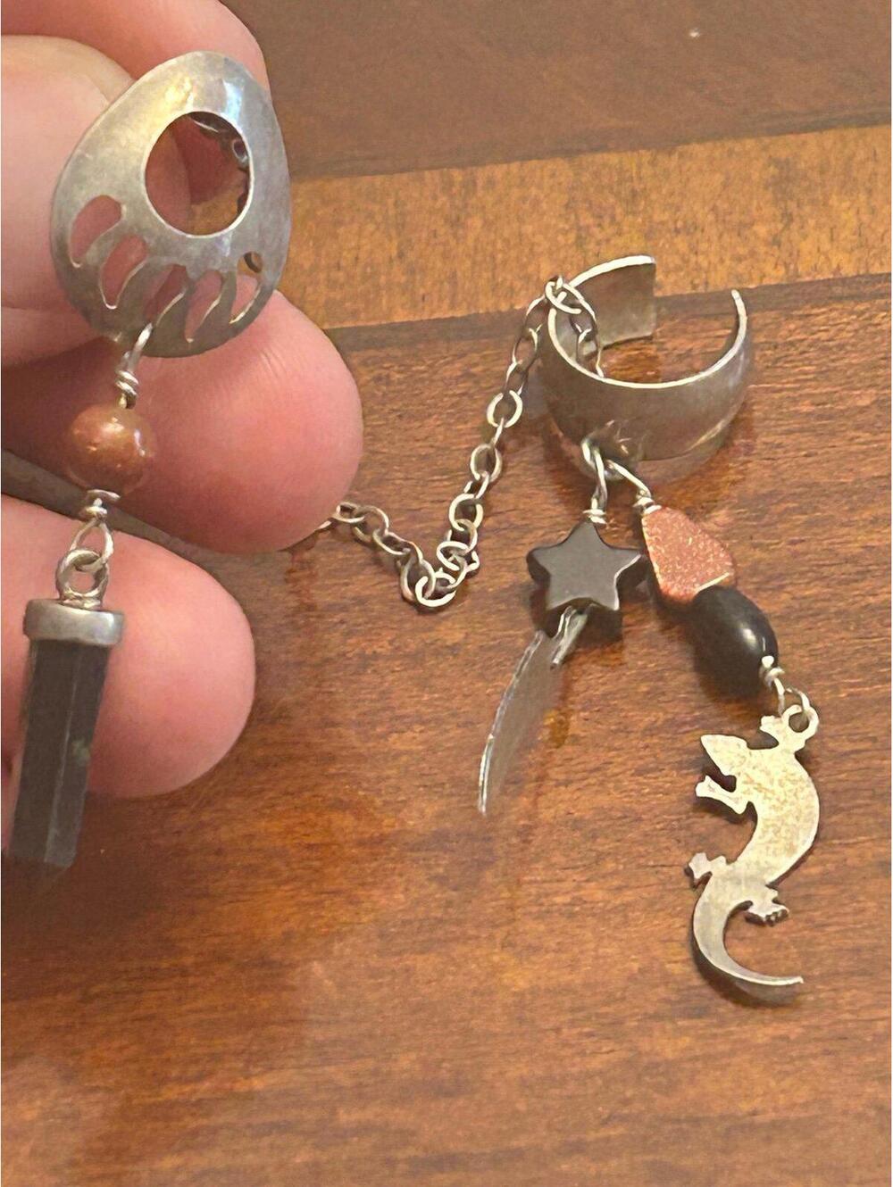 925 sterling silver 1 earring x87 4.09g 1 3/4 inch stud with extra hanging part
